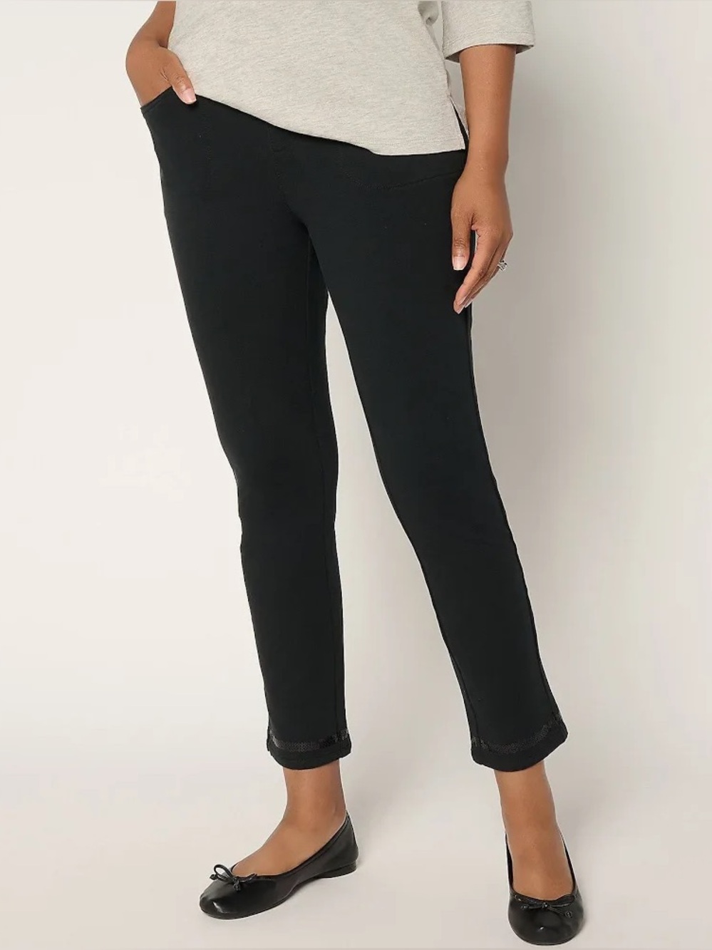 Chico’s “The Ultimate Fit” Sequin Trim High Waisted Ankle Pants in Black NEW